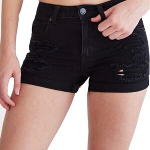 Aeropostale Black Jean Shorts Distressed High-Waisted